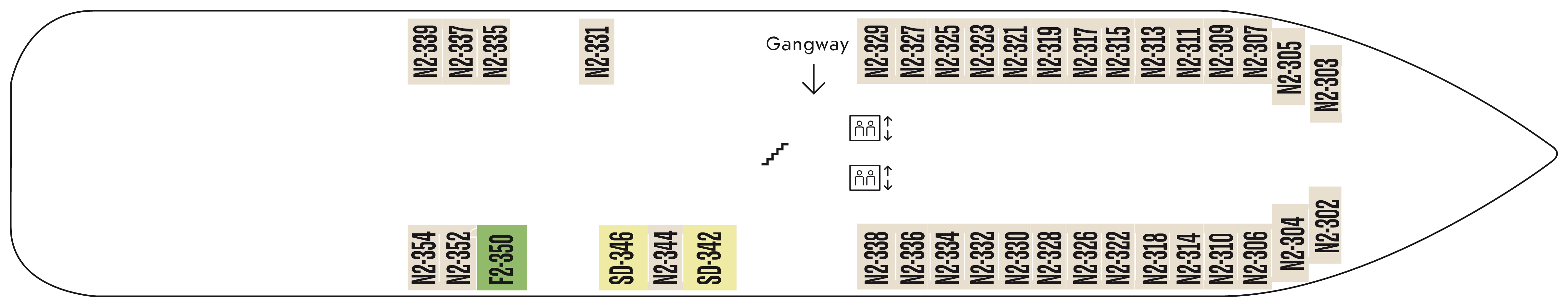 Fram, Deck 3: official cabin and venue layout