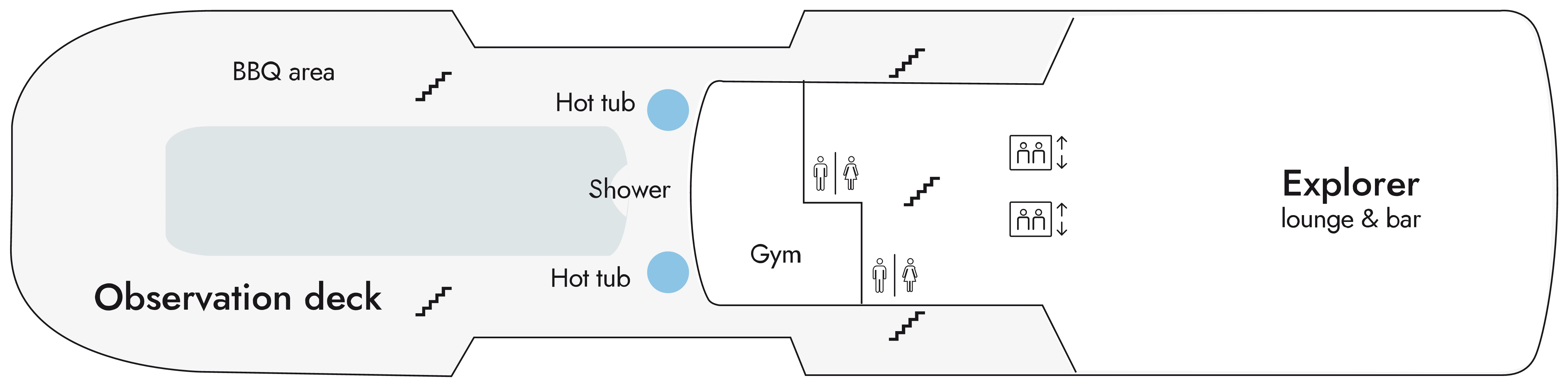 Fram, Deck 7: official cabin and venue layout