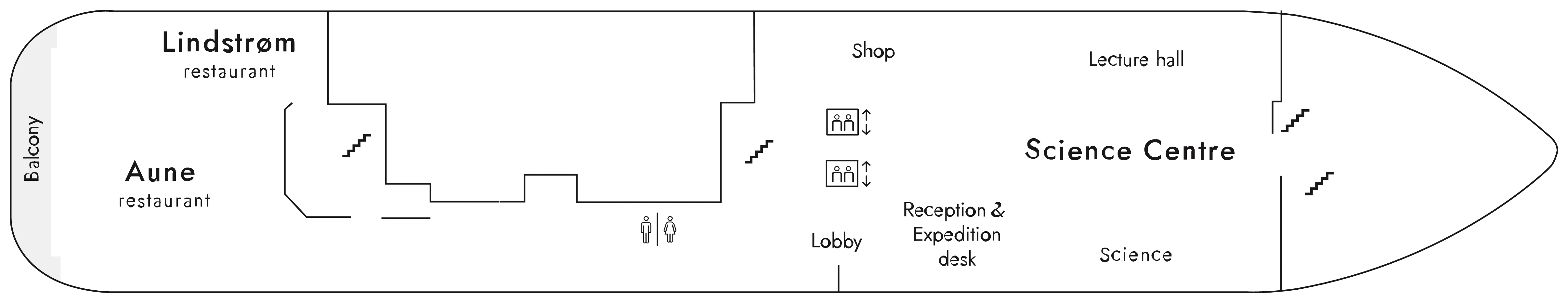 Fram, Deck 4: official cabin and venue layout