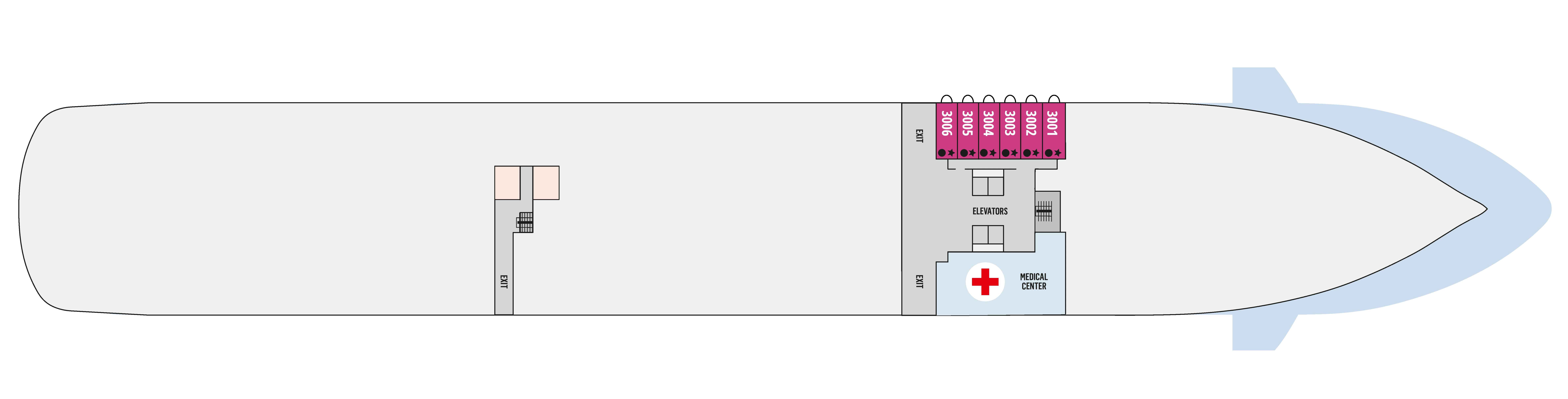 Celestyal Discovery, Deck 3: official cabin and venue layout