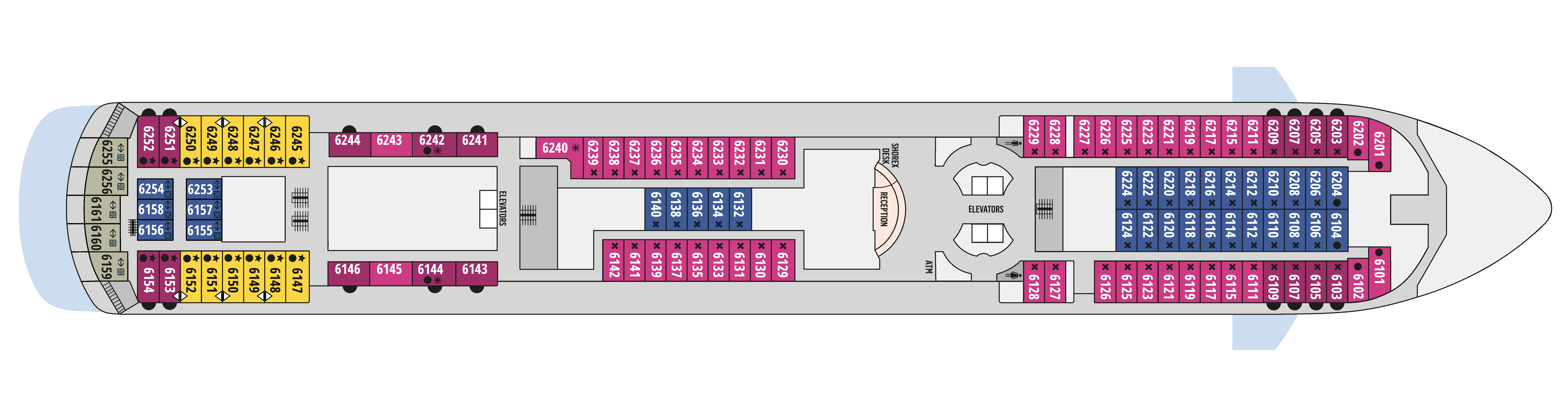 Celestyal Discovery, Deck 6: official cabin and venue layout