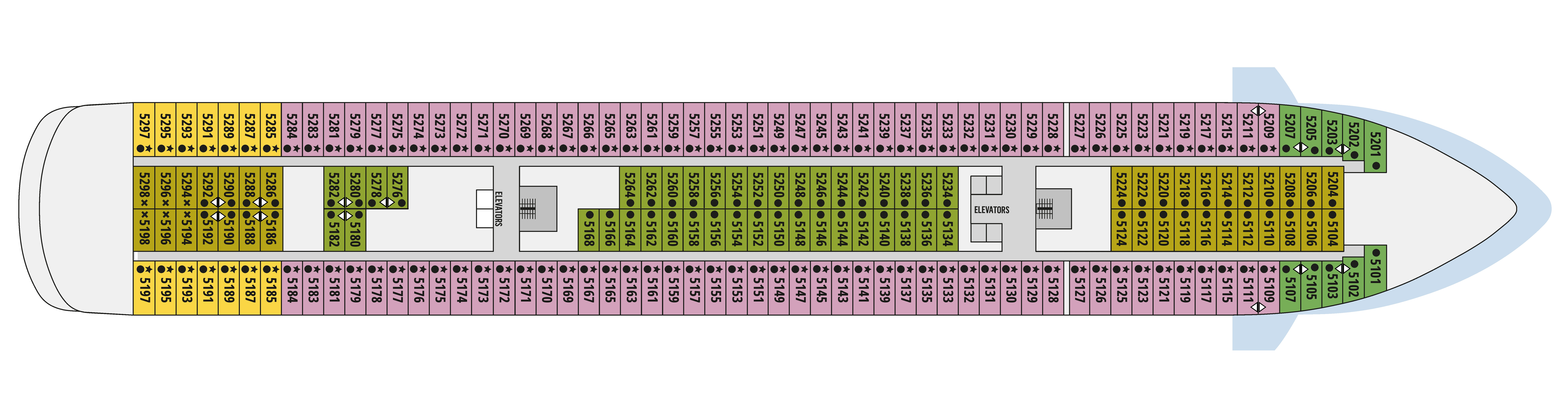 Celestyal Discovery, Deck 5: official cabin and venue layout