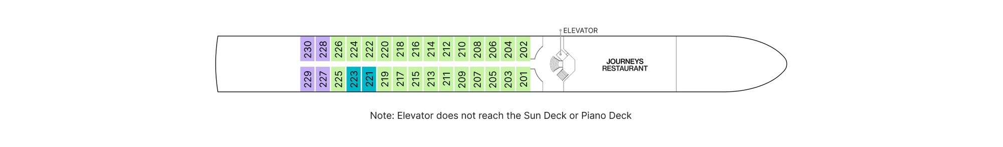 AmaDante, Deck 2: official cabin and venue layout