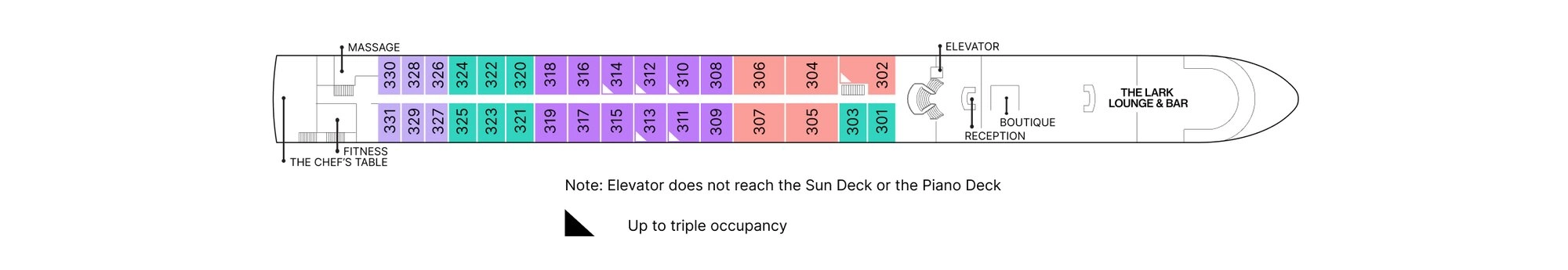 AmaBella, Deck 3: official cabin and venue layout