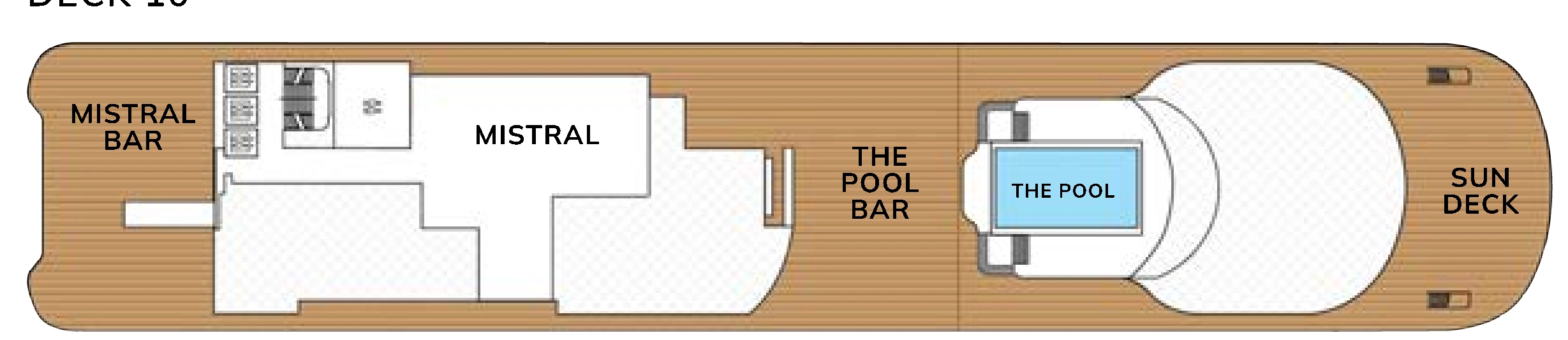 Ilma, Deck 10: official cabin and venue layout
