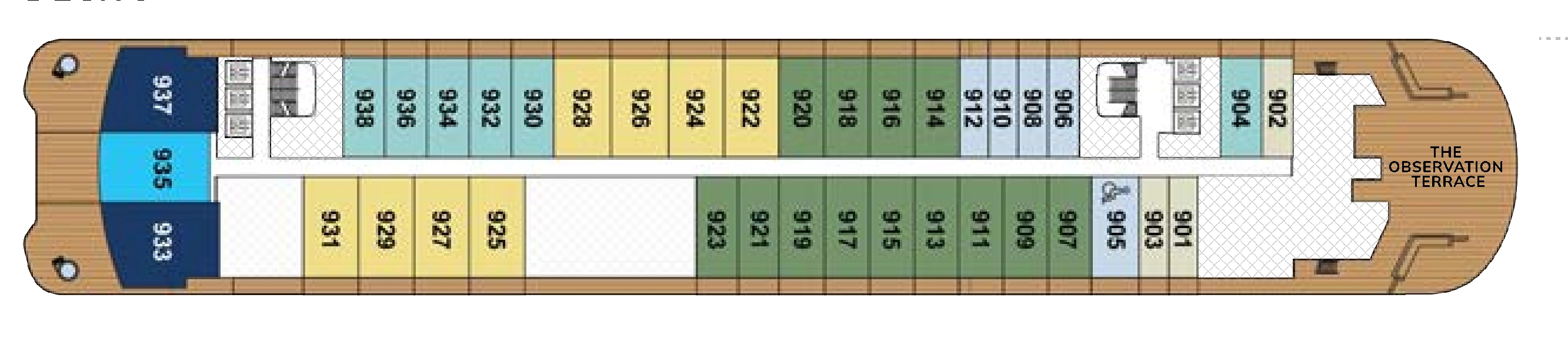 Ilma, Deck 9: official cabin and venue layout