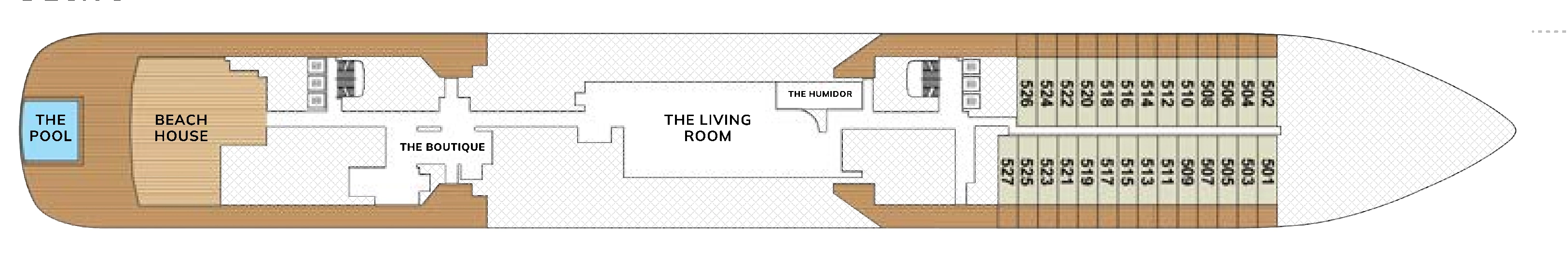 Ilma, Deck 5: official cabin and venue layout