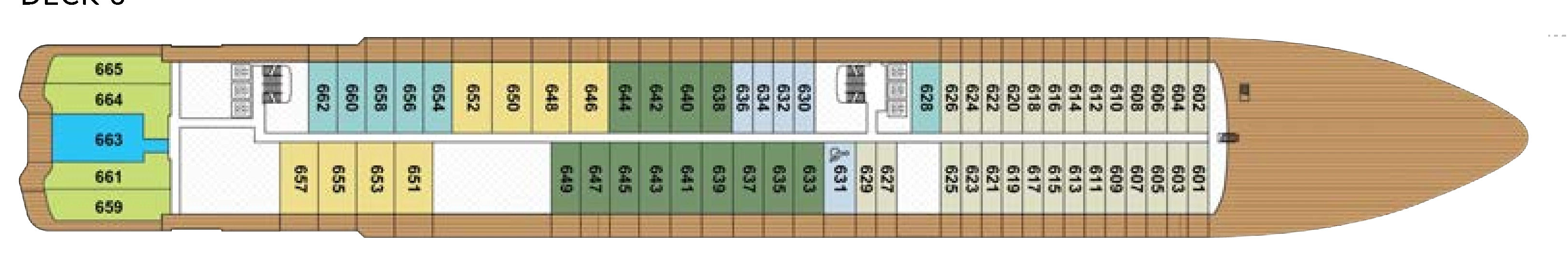 Ilma, Deck 6: official cabin and venue layout