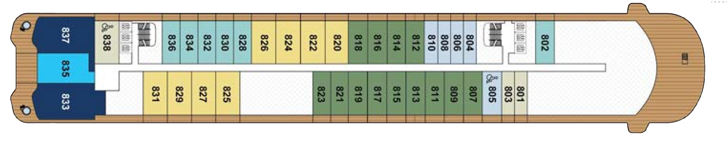 Ilma, Deck 8: official cabin and venue layout