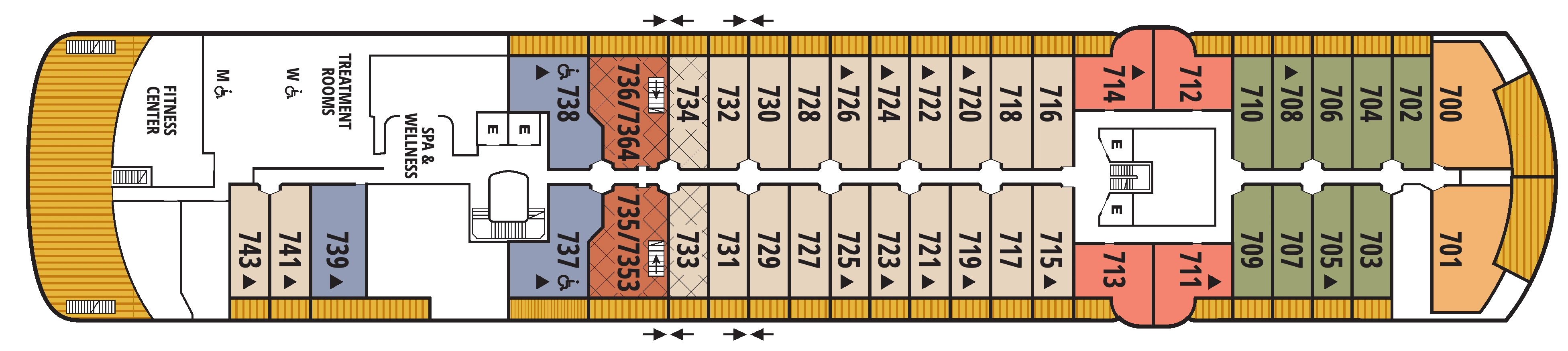 Seabourn Pursuit, Deck 7: official cabin and venue layout