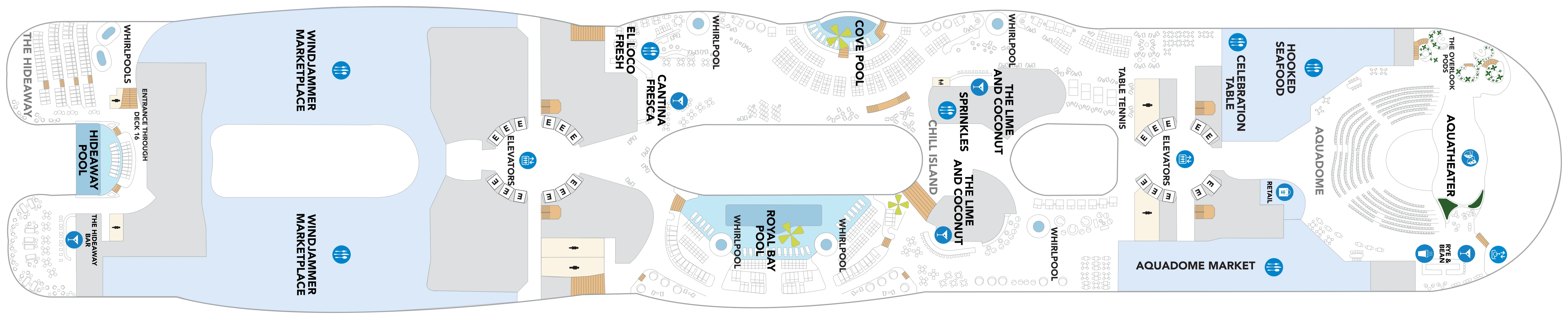 Star of the Seas, Deck 15: official cabin and venue layout