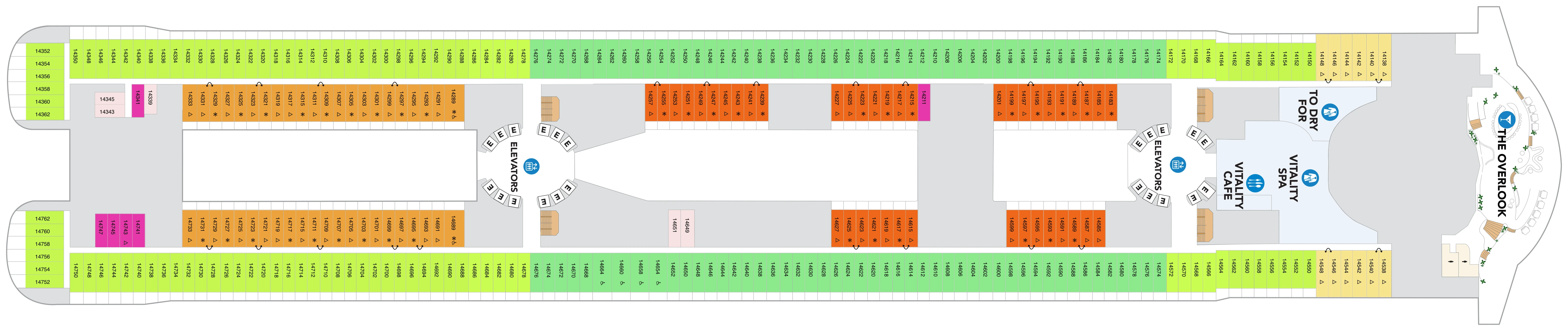Star of the Seas, Deck 14: official cabin and venue layout