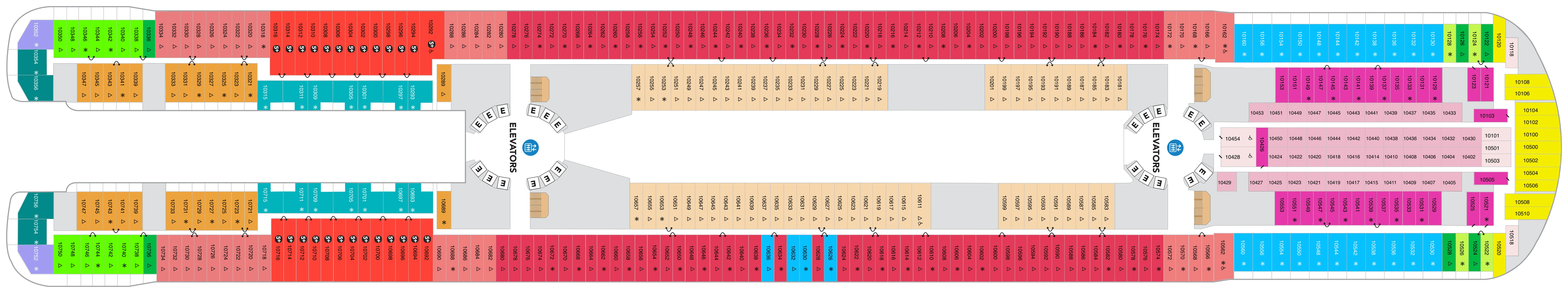 Star of the Seas, Deck 10: official cabin and venue layout