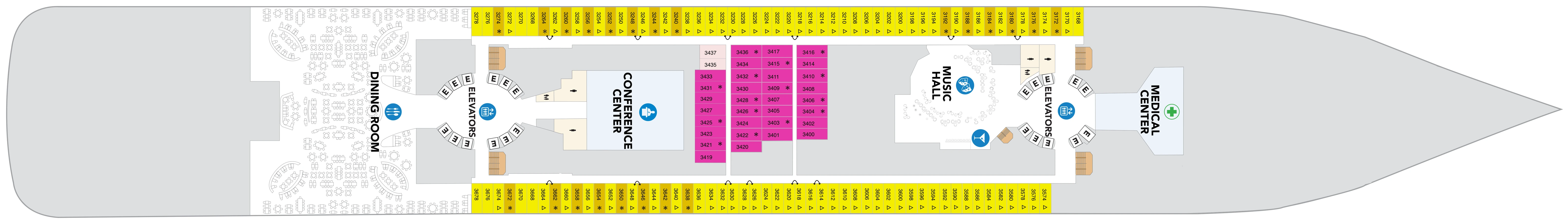 Star of the Seas, Deck 3: official cabin and venue layout