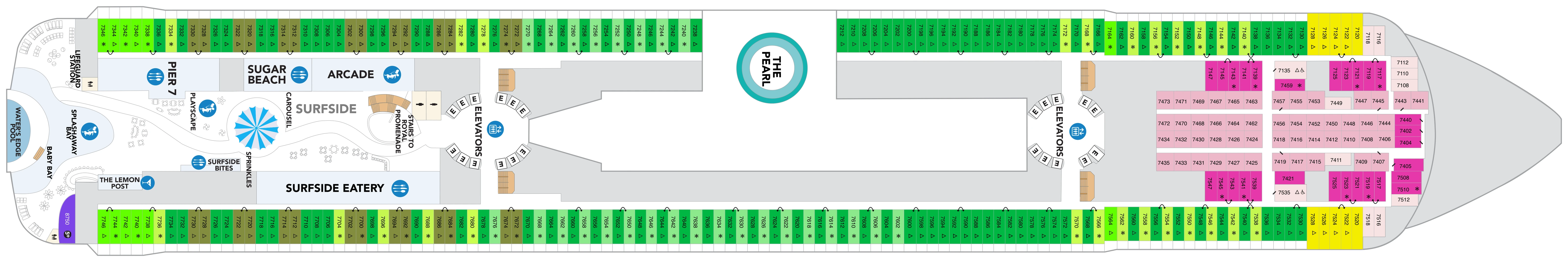 Star of the Seas, Deck 7: official cabin and venue layout