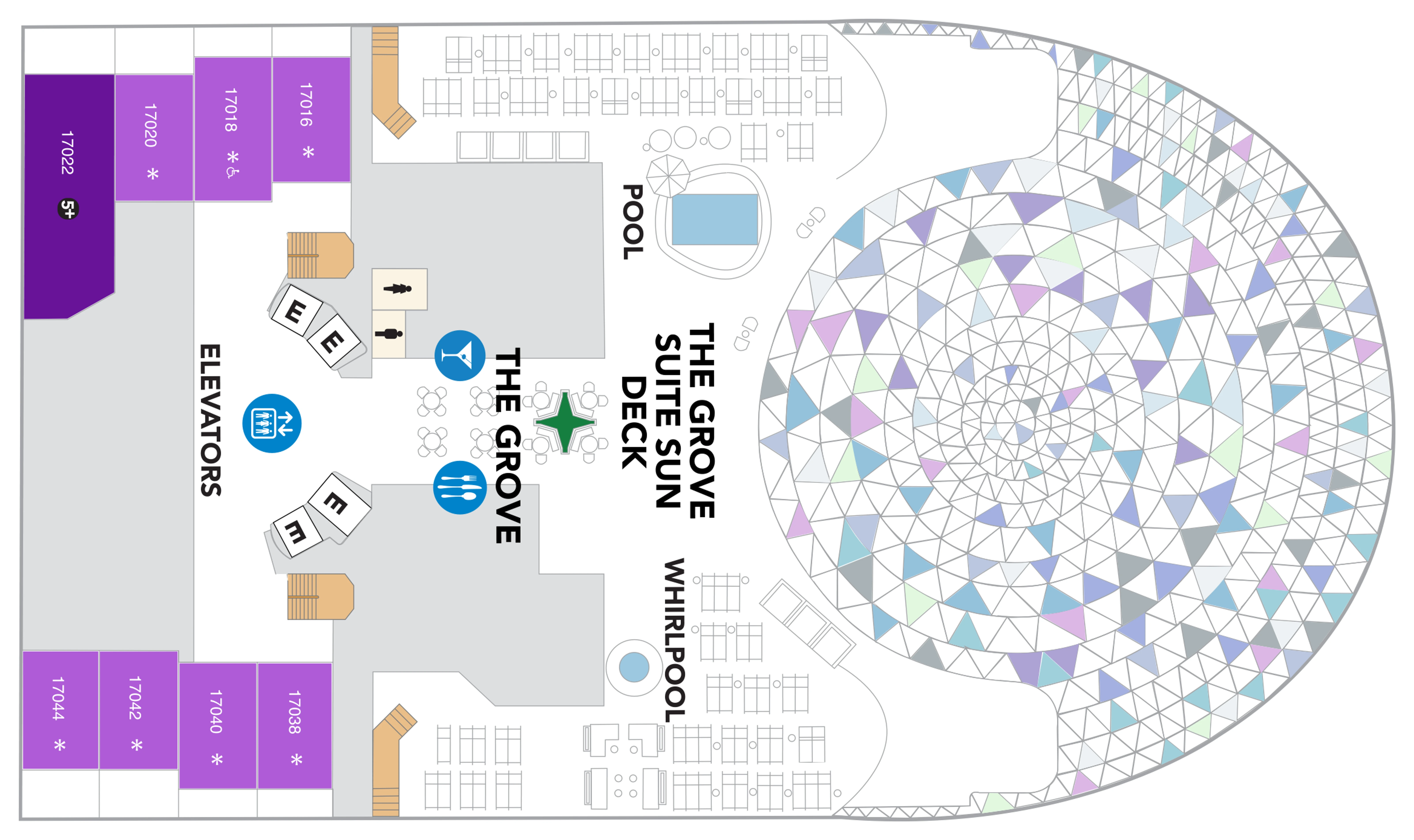 Star of the Seas, Deck 18: official cabin and venue layout