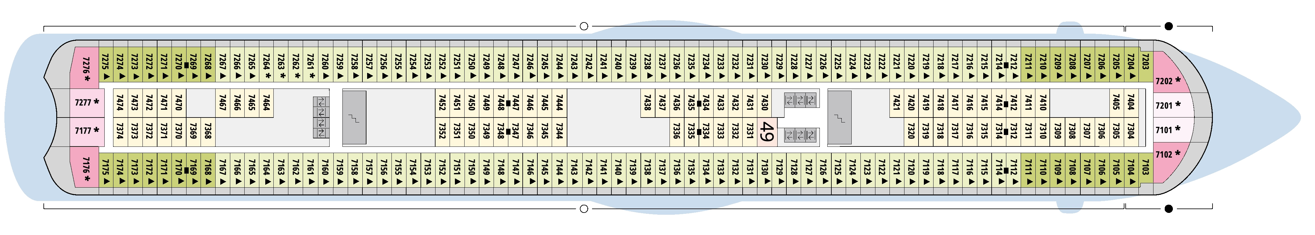 AIDAluna, Deck 7: official cabin and venue layout