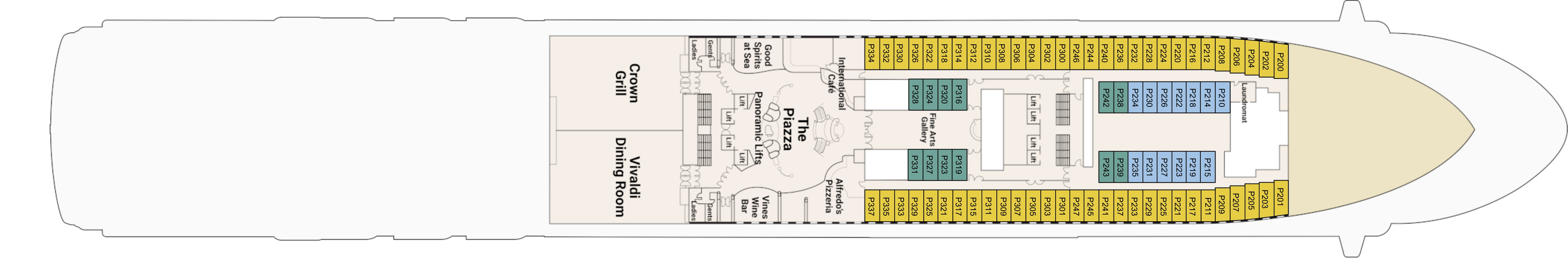 Sapphire Princess, Deck 5: official cabin and venue layout