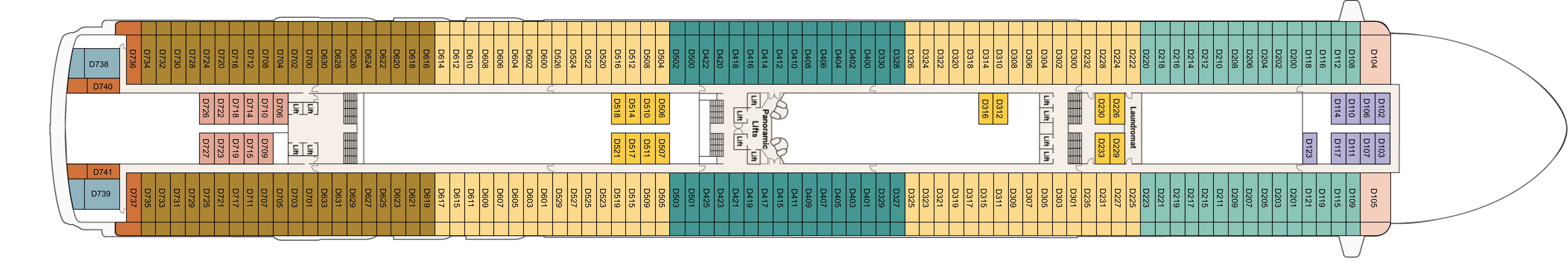 Sapphire Princess, Deck 9: official cabin and venue layout