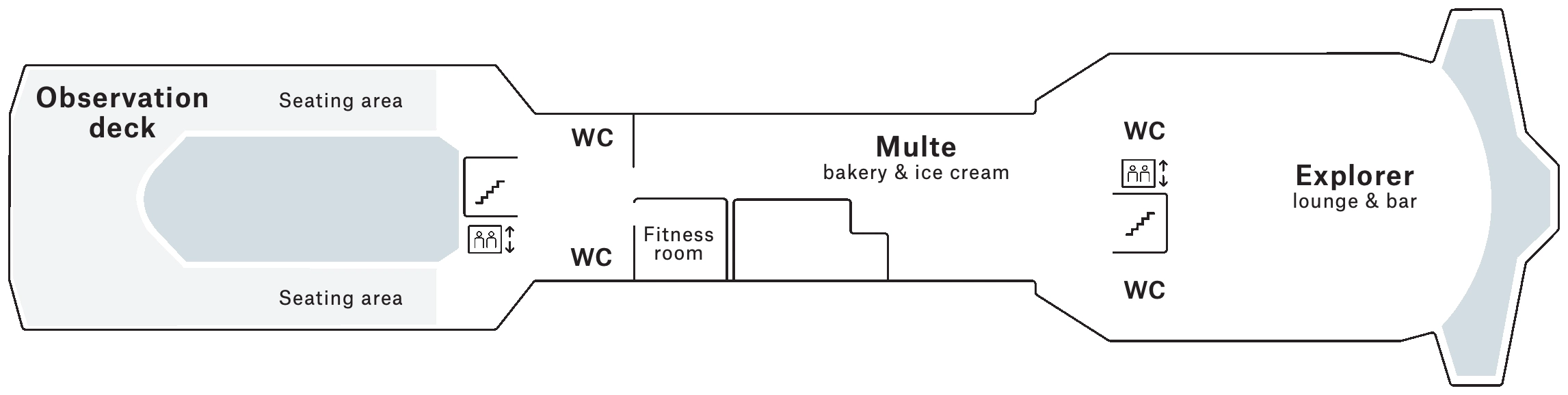 Polarlys, Deck 7: official cabin and venue layout