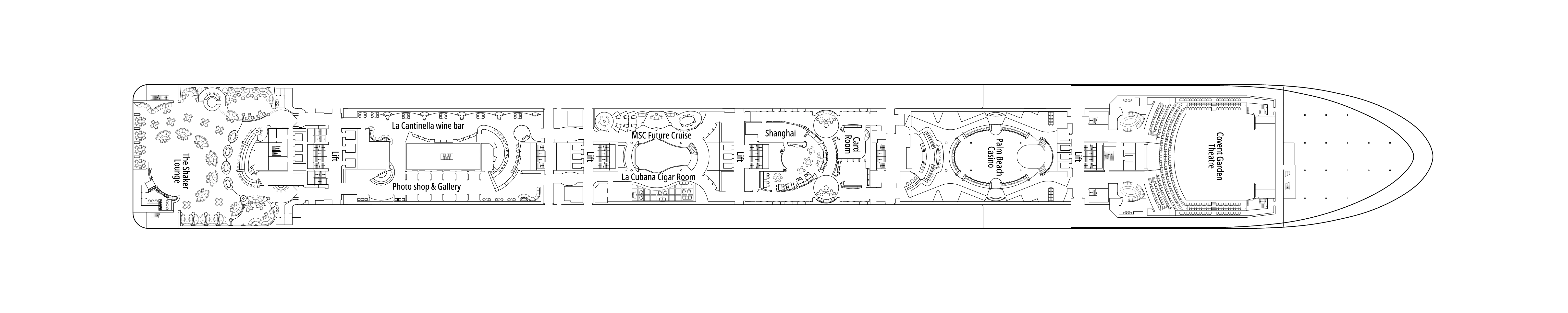 MSC Orchestra, Deck 7: official cabin and venue layout