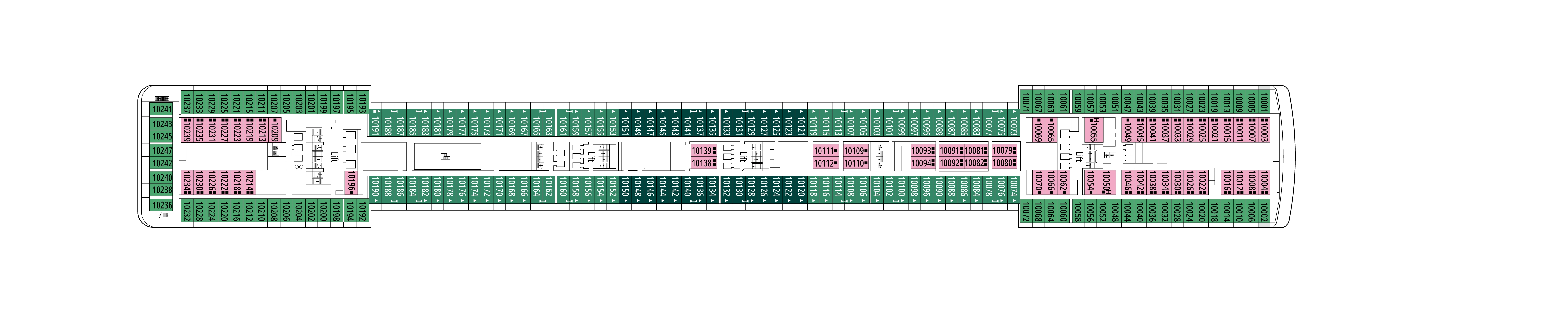 MSC Orchestra, Deck 10: official cabin and venue layout