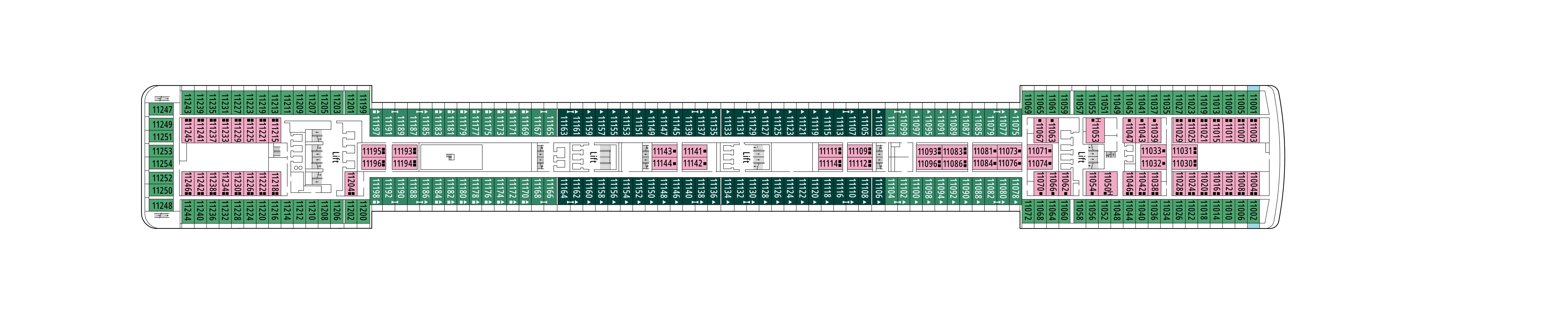 MSC Orchestra, Deck 11: official cabin and venue layout