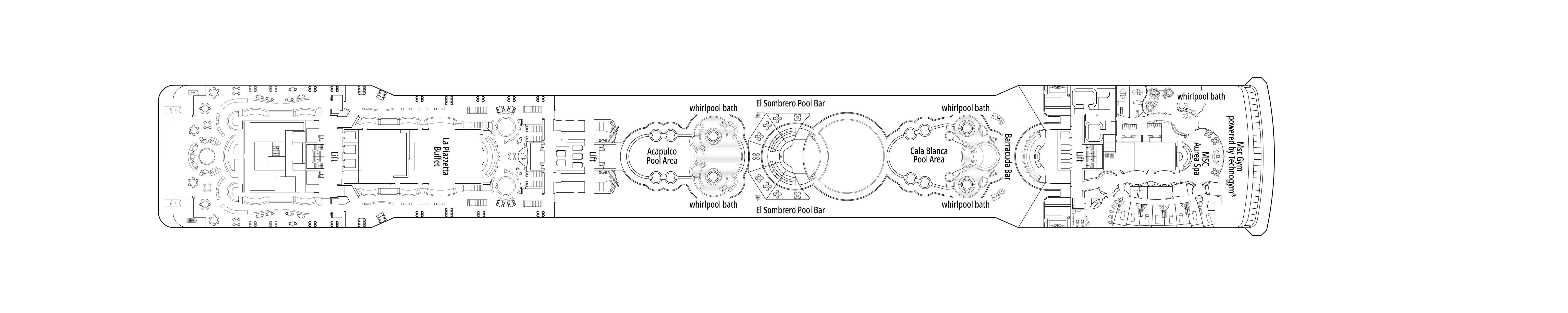 MSC Orchestra, Deck 13: official cabin and venue layout