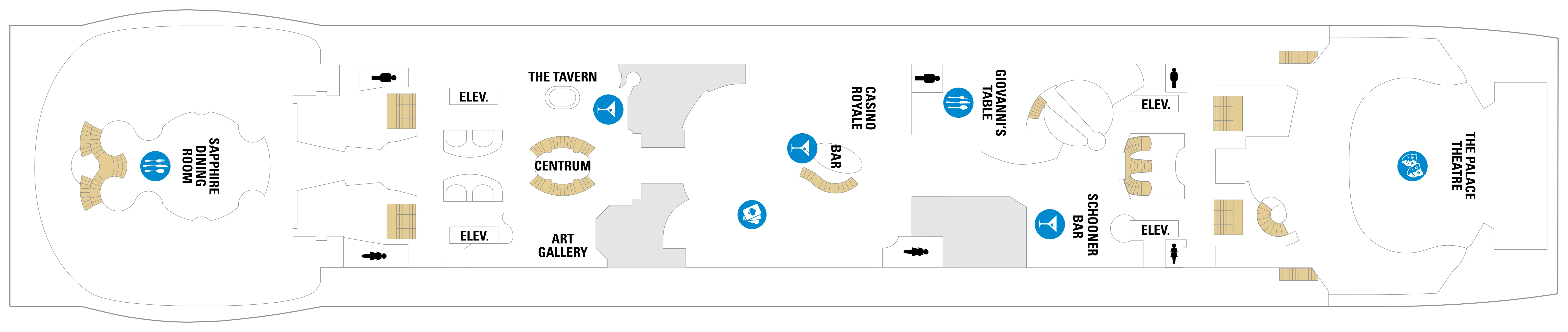 Explorer of the Seas, Deck 4: official cabin and venue layout
