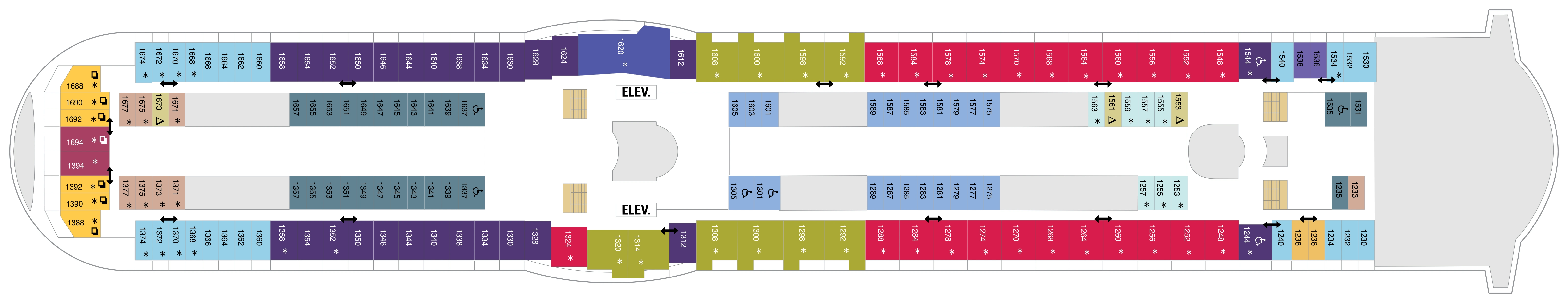 Explorer of the Seas, Deck 10: official cabin and venue layout