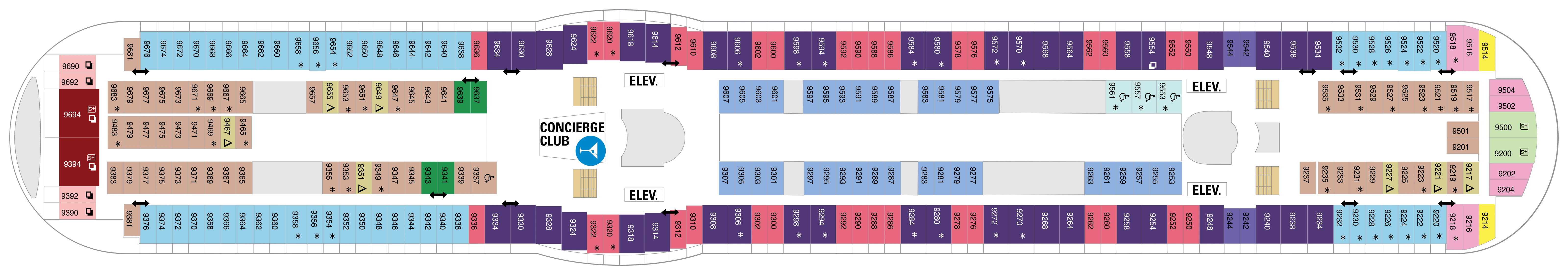 Explorer of the Seas, Deck 9: official cabin and venue layout