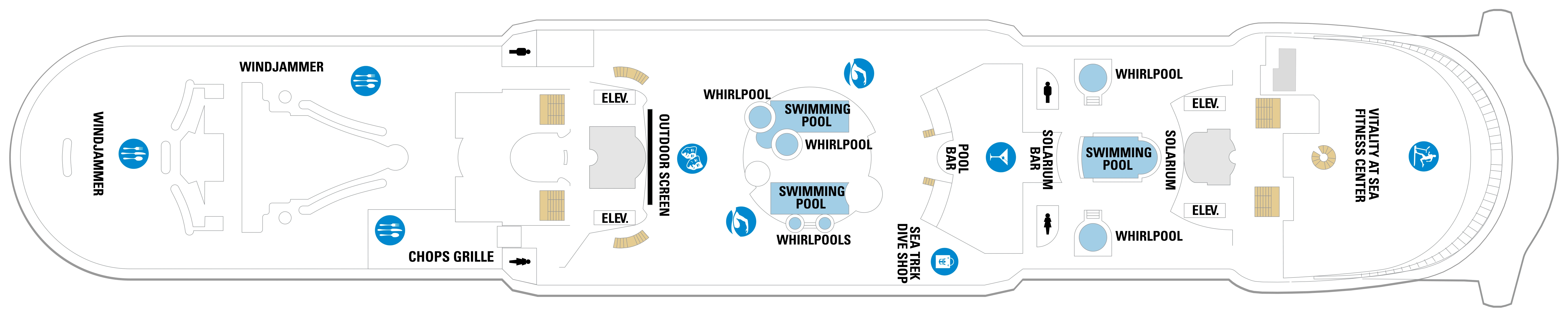 Explorer of the Seas, Deck 11: official cabin and venue layout