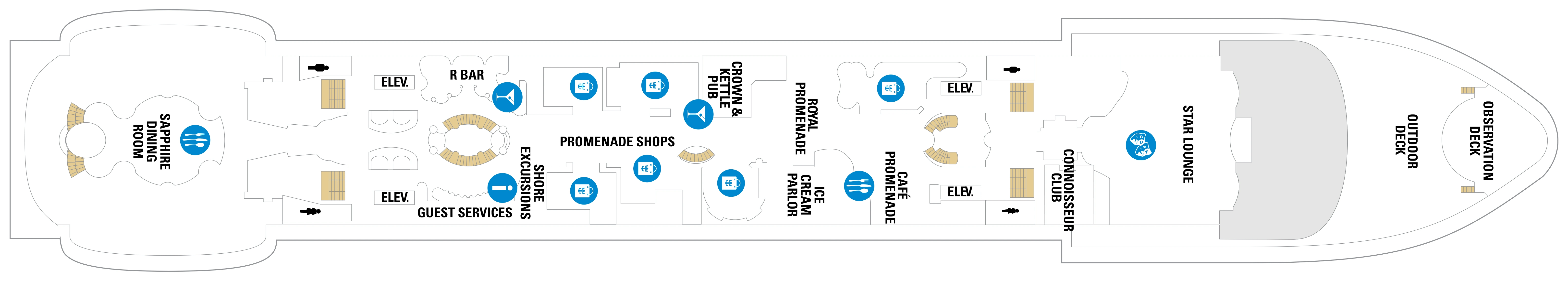 Explorer of the Seas, Deck 5: official cabin and venue layout