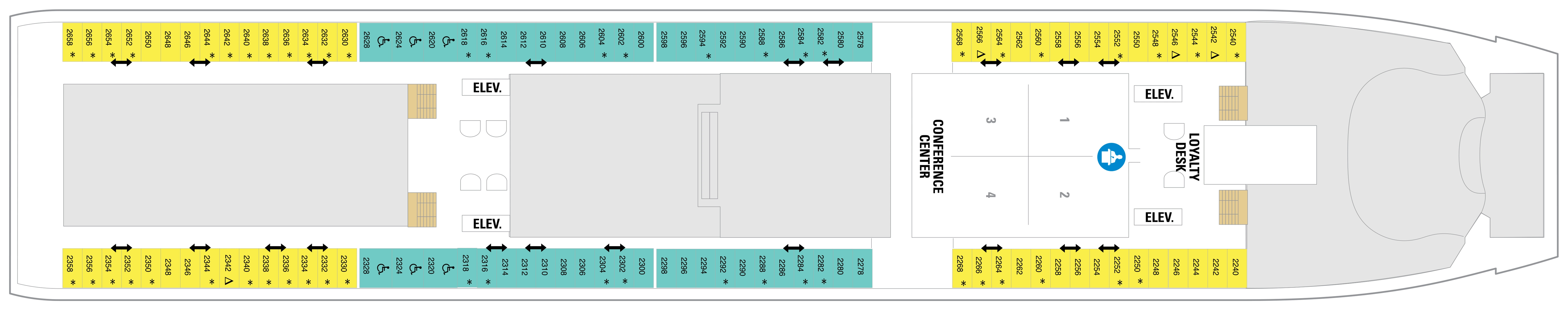 Explorer of the Seas, Deck 2: official cabin and venue layout