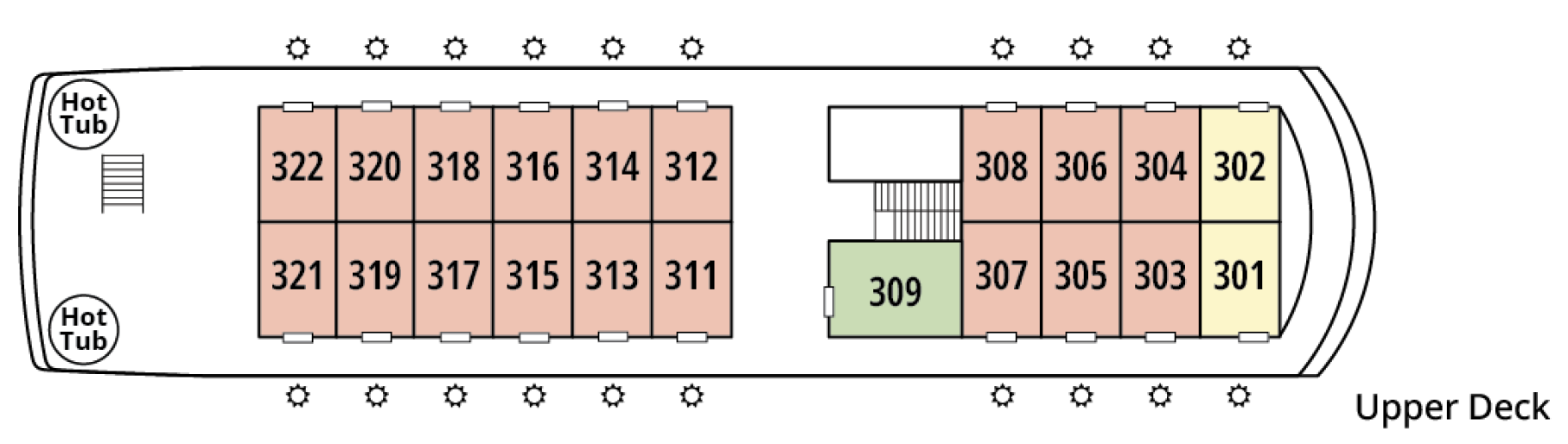 Safari Endeavour, Deck 3: official cabin and venue layout