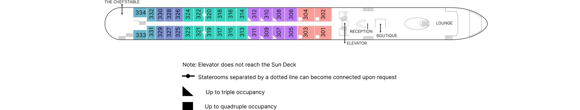 AmaLucia, Deck 3: official cabin and venue layout
