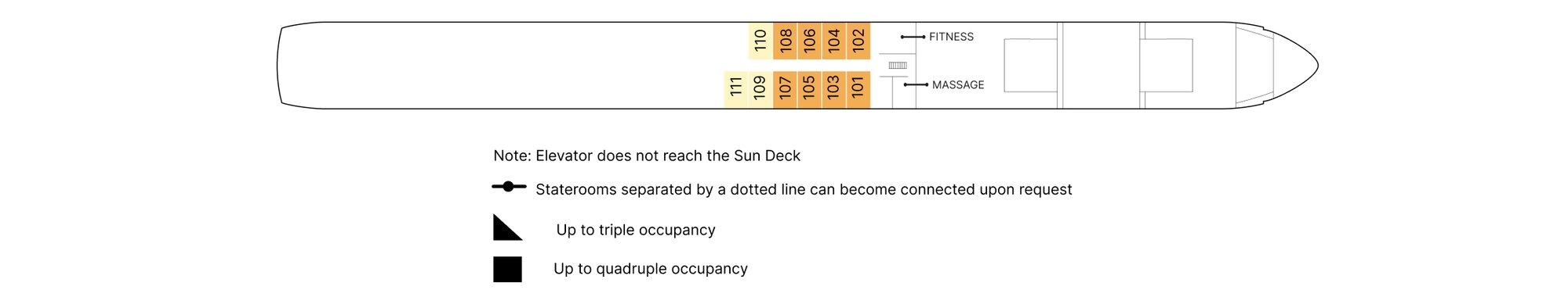 AmaLucia, Deck 1: official cabin and venue layout
