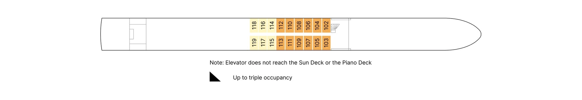 AmaVerde, Deck 1: official cabin and venue layout