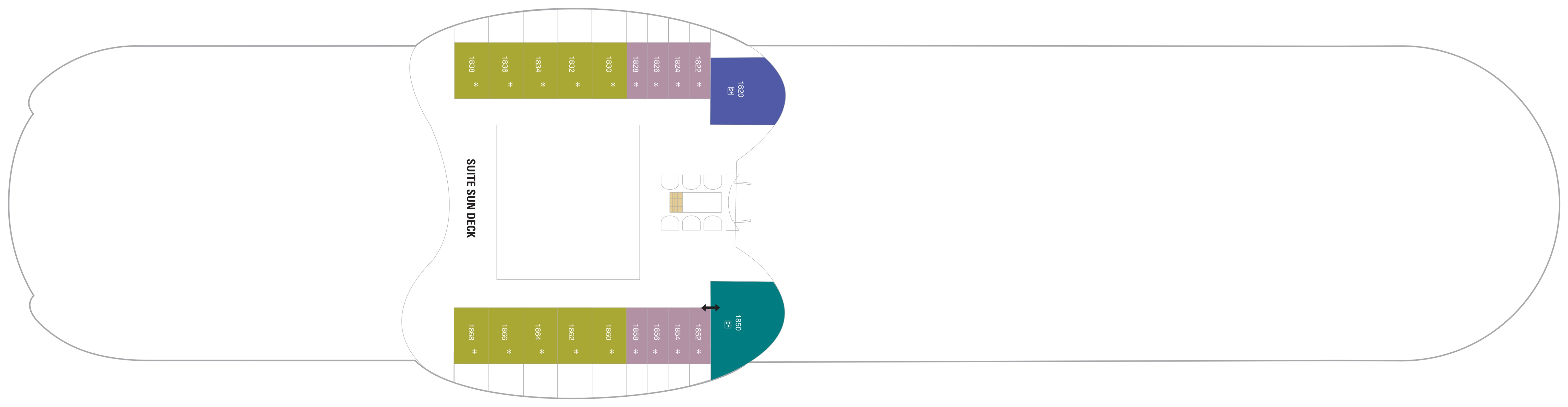 Wonder of the Seas, Deck 18: official cabin and venue layout