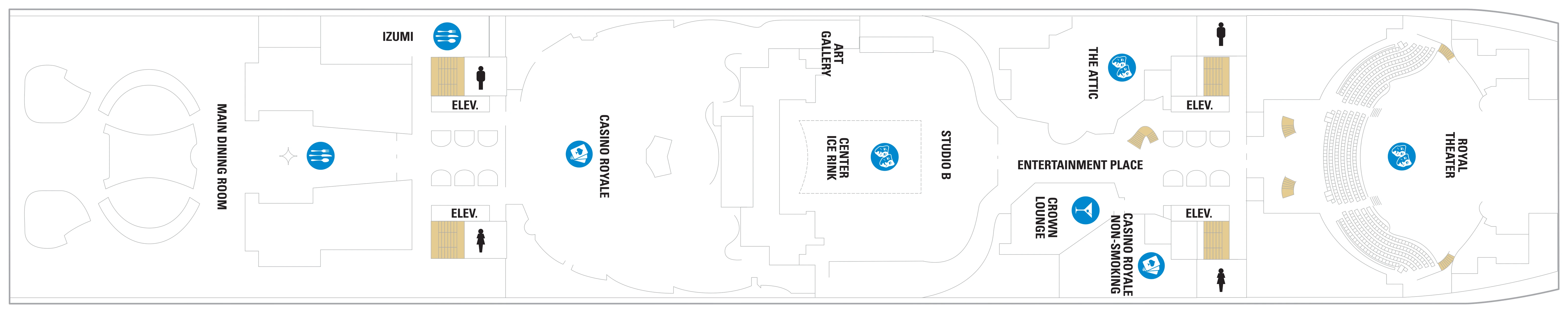Wonder of the Seas, Deck 4: official cabin and venue layout