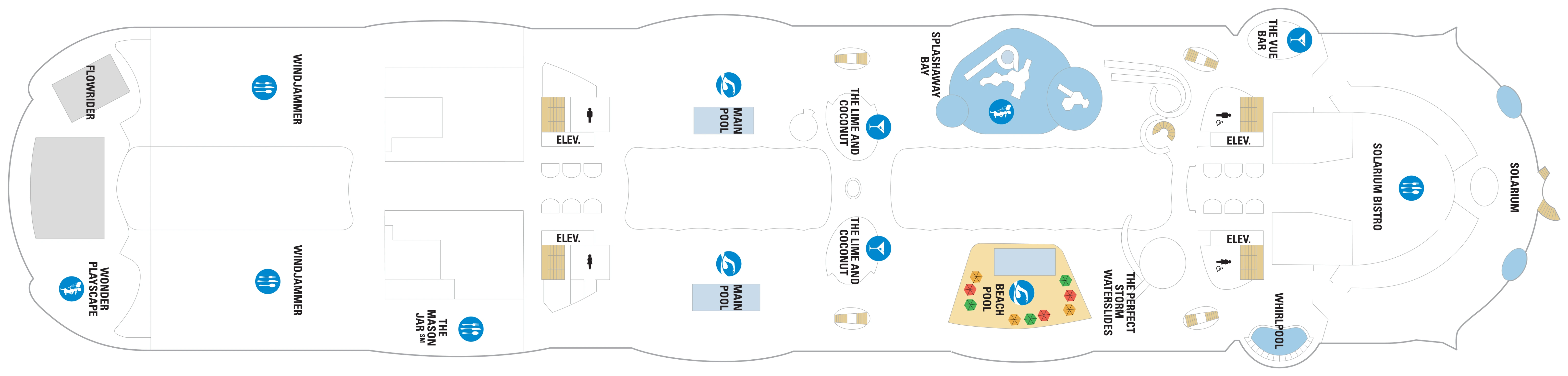 Wonder of the Seas, Deck 15: official cabin and venue layout