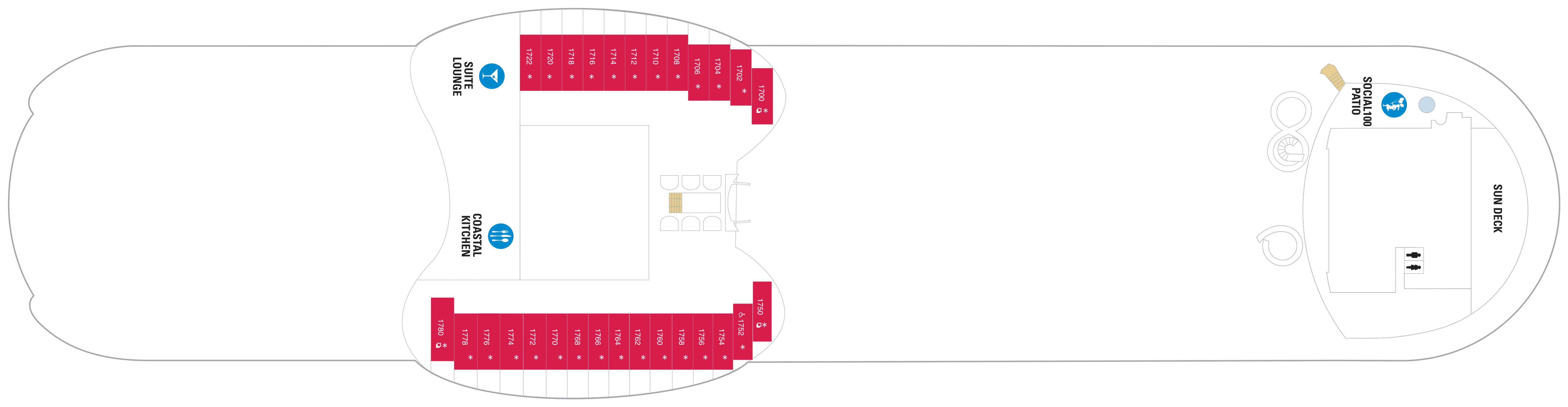 Wonder of the Seas, Deck 17: official cabin and venue layout