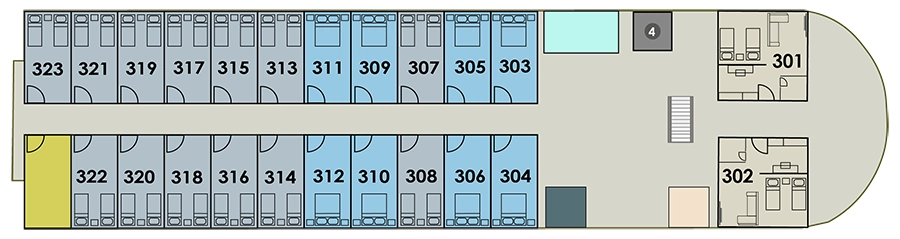 MS Farah, Deck 3: official cabin and venue layout