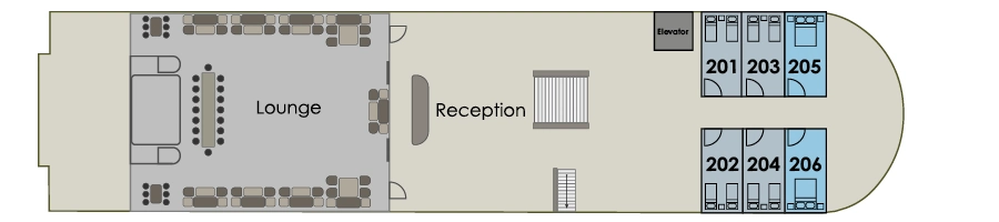 MS Farah, Deck 2: official cabin and venue layout