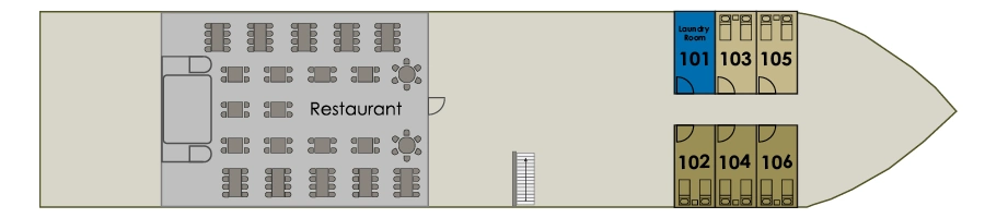 MS Farah, Deck 1: official cabin and venue layout