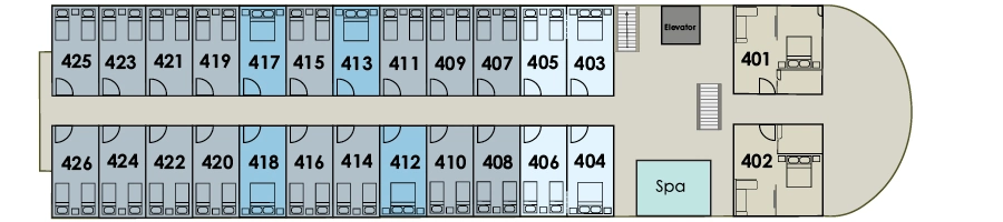 MS Farah, Deck 4: official cabin and venue layout