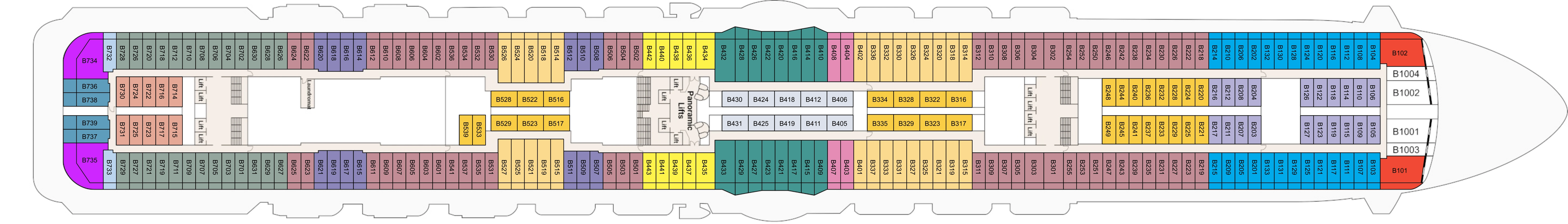 Regal Princess, Deck 11: official cabin and venue layout