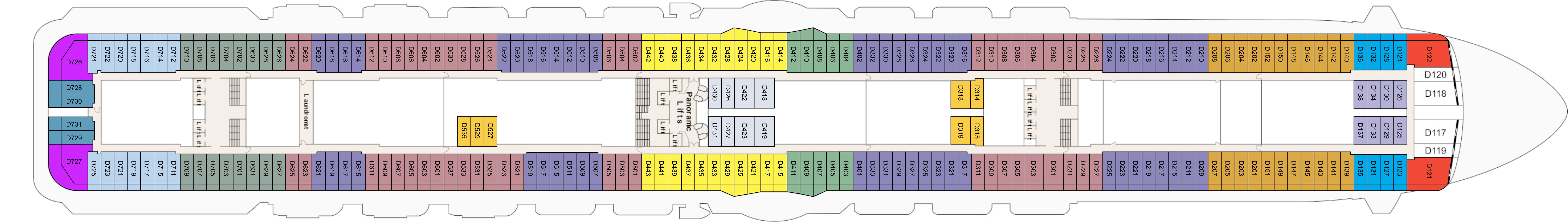 Regal Princess, Deck 9: official cabin and venue layout