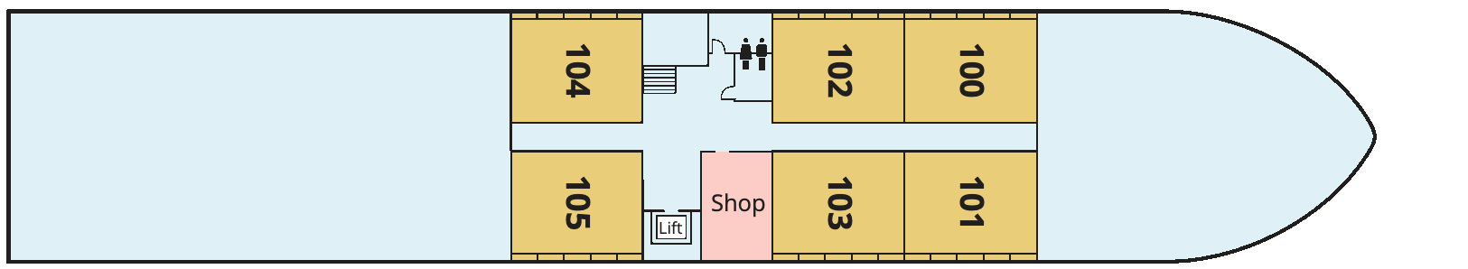 Viking Ra, Deck 1: official cabin and venue layout