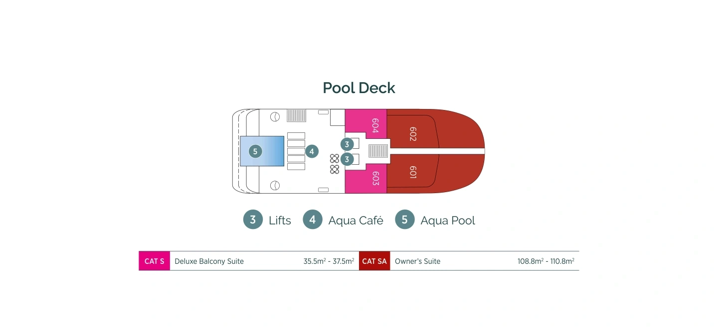 Emerald Azzurra, Deck 5: official cabin and venue layout